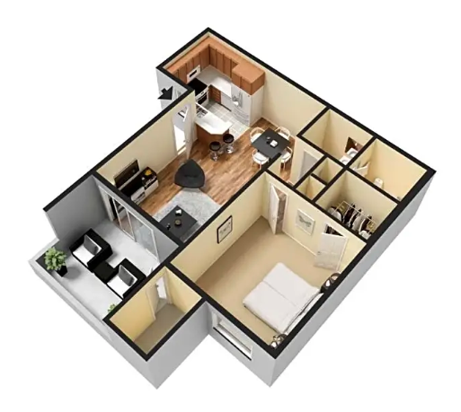 Vista Pointe Apartments | Briarwood - One Bedroom 1x1 floor plan Vista Pointe Apartment Homes | Covina CA 91724